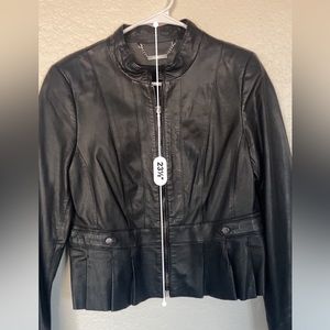 Black and White Leather Jacket Black For Women Size Large